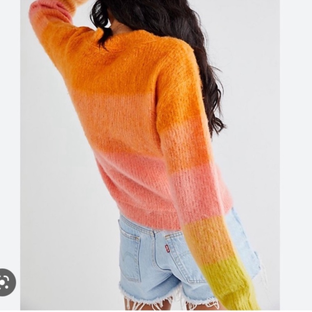 Free People Autumn Sky Ombre Sweater wool blend peach orange pink medium - Picture 4 of 12
